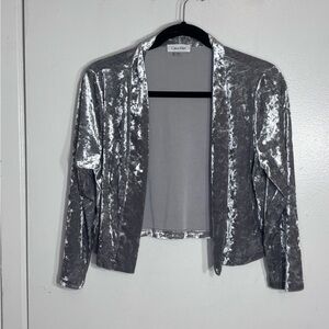 Calvin Klein Silver Crushed Velvet Soft Blazer - Size M